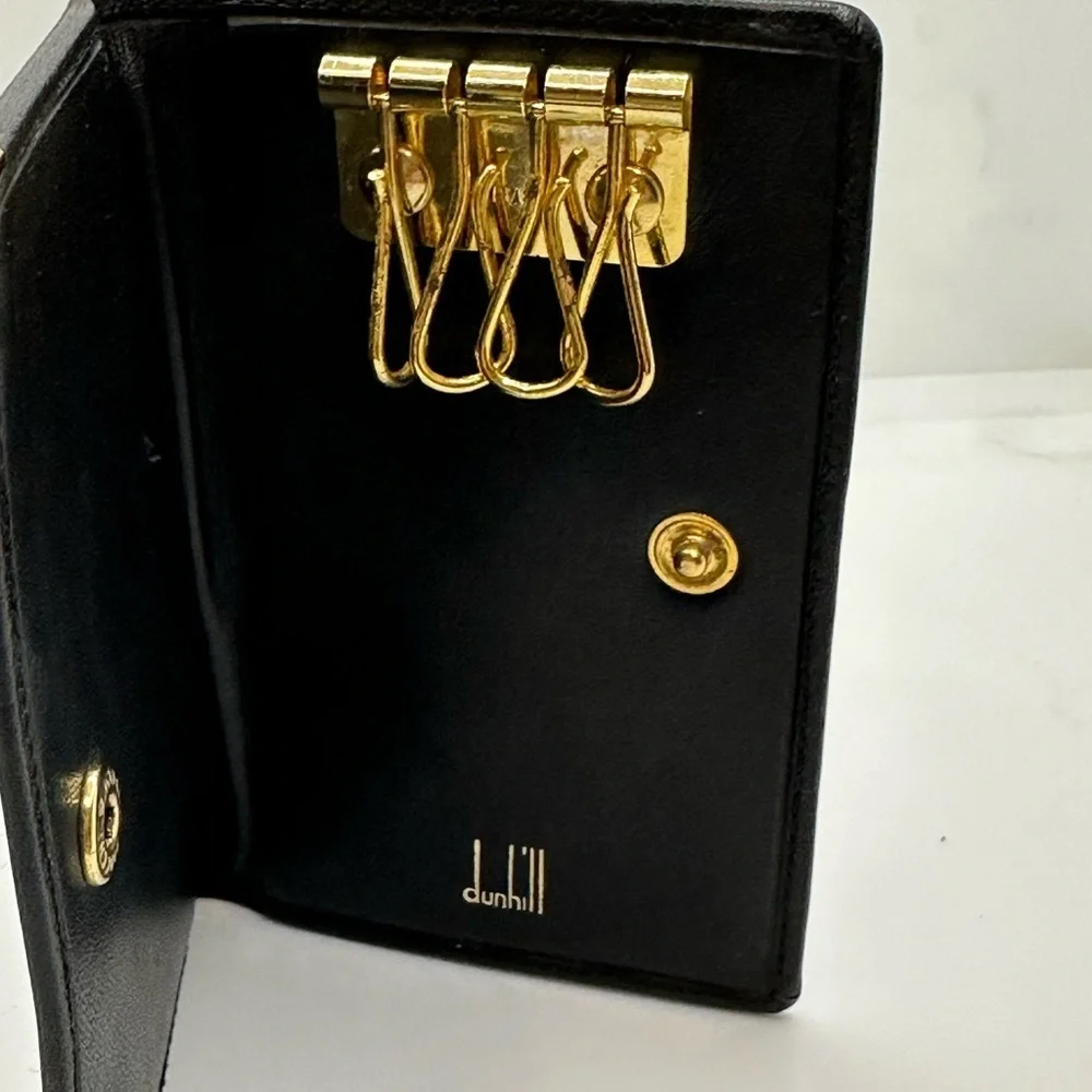 Dunhill Black Wallet Sleek Design Gold Accents